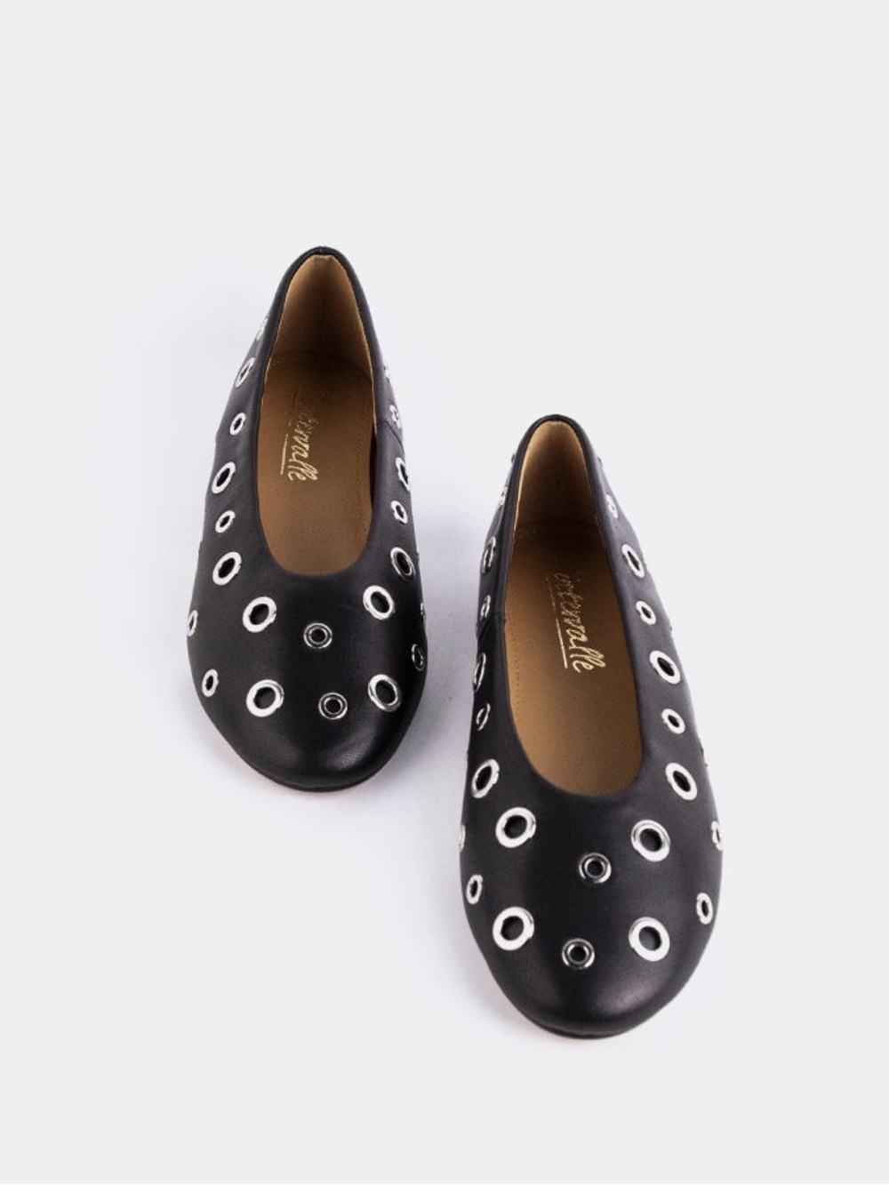 L’intervalle Ohrid Black Leather Ballet Flats Size 38